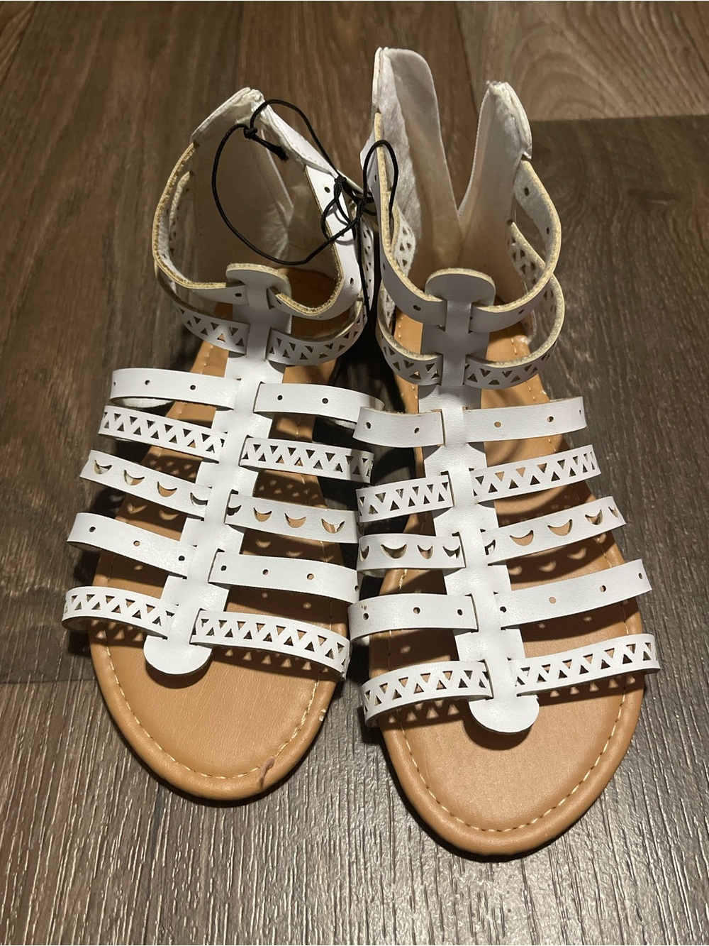 Girl’s White Cutout Gladiator Sandals - Stylish Summer Flats